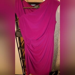 Gorgeous Lauren by Ralph Lauren Deep Burgundy/ Magenta Midi Dress Size 10